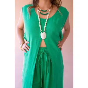 Sleeveless Split-Front Tunic / Kale 2