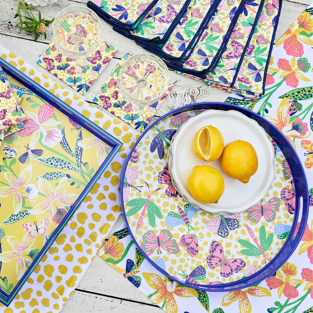 Bloom & Flutter Round Lacquer Serving Tray