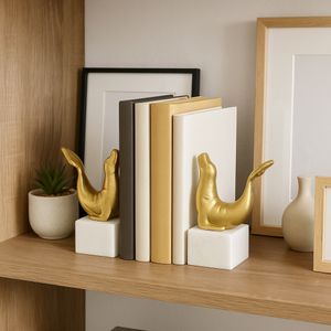 ELMONTWICK SET OF 2 GOLD BOOKENDS 8 (IN) 10