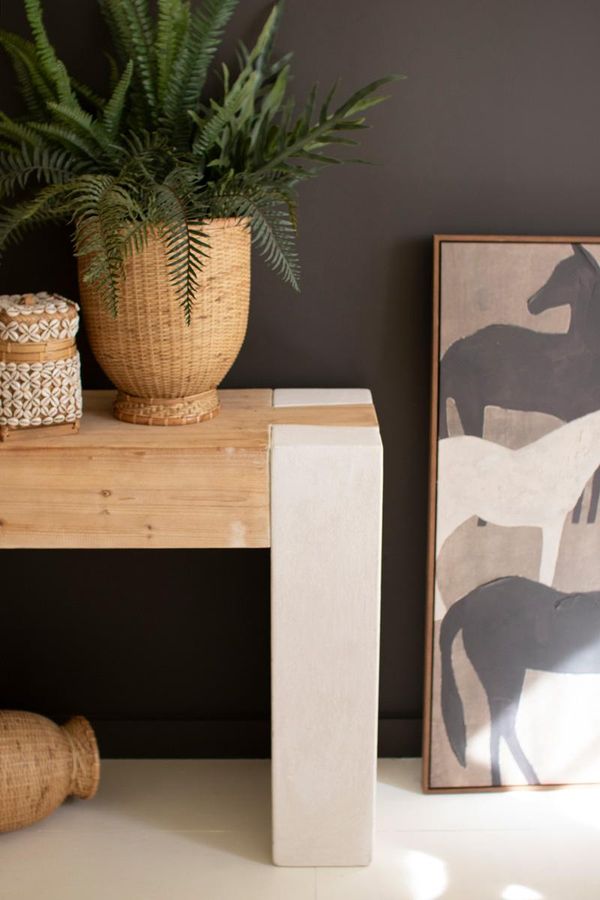 Textured Console with Wooden Top