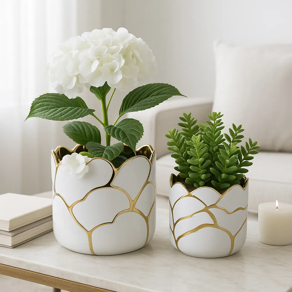 BRIGHTONROSE SET OF 2 WHITE PLANTER 7 (IN)