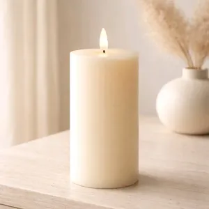 Cream Drip Timered Realistic Flame LED Candle 3x7in C Batts 1
