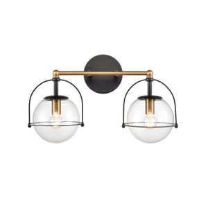 Langford 17'' Wide 2-Light Vanity Light - Satin Brass 1