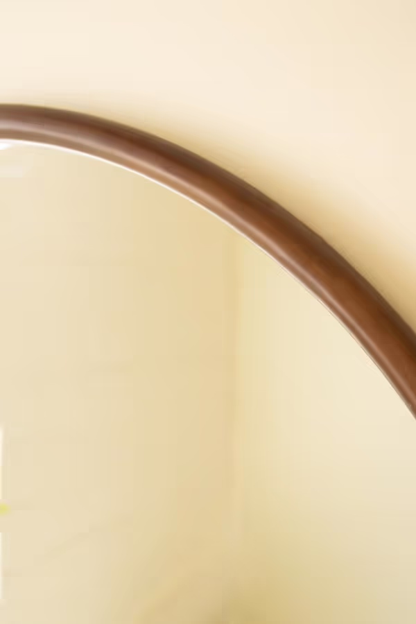 Round Wood Framed Mirror