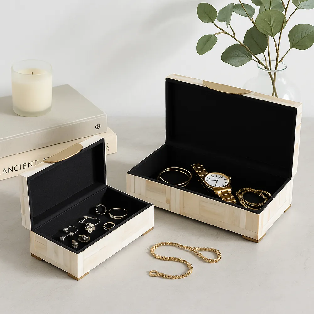 CLAXTONWORTH SET OF 2 TAN BOXES 5 (IN)