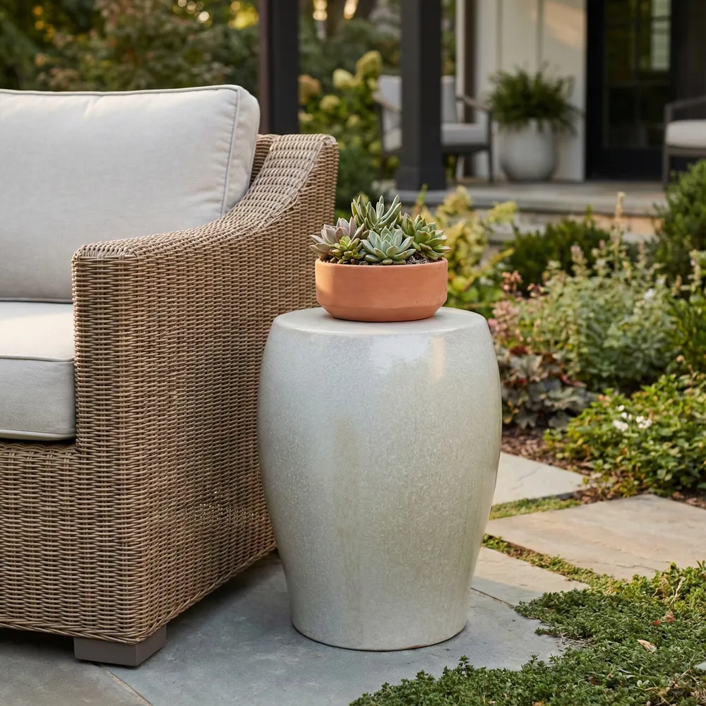 BAKERSIDE IVORY GARDEN STOOL 19 (IN)
