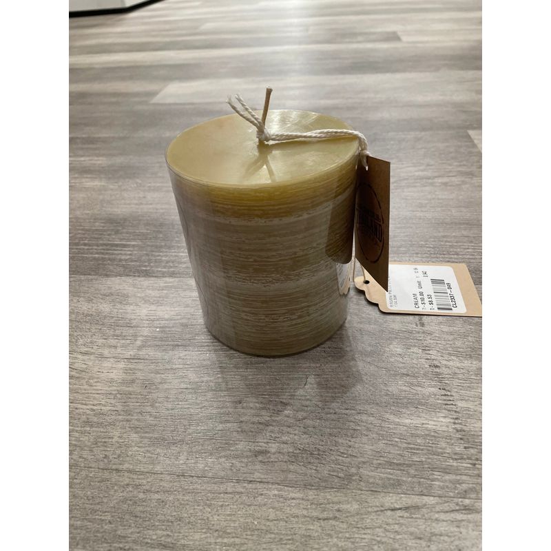 4.5" Brushed Pillar Candle, Tan