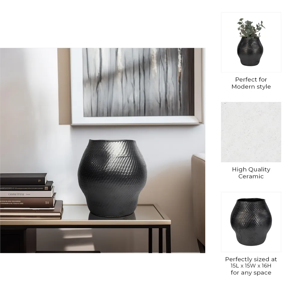 SHAWRUN BLACK VASE 16 (IN)