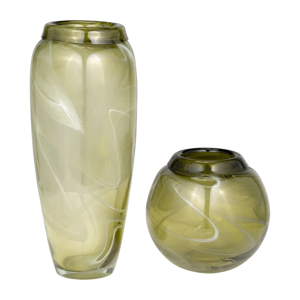 SOLCREST GREEN GLASS VASE 14 (IN)