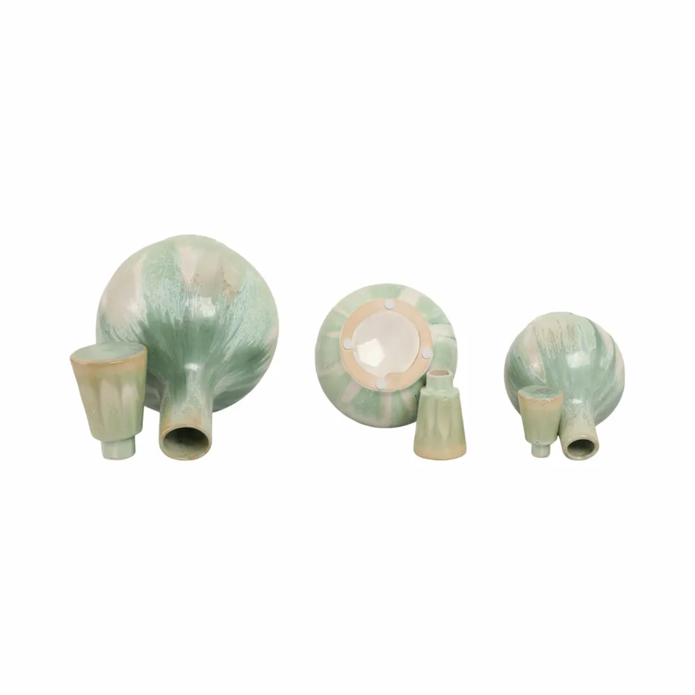 AVAGROVE SET OF 3 GREEN VASES 14 (IN)