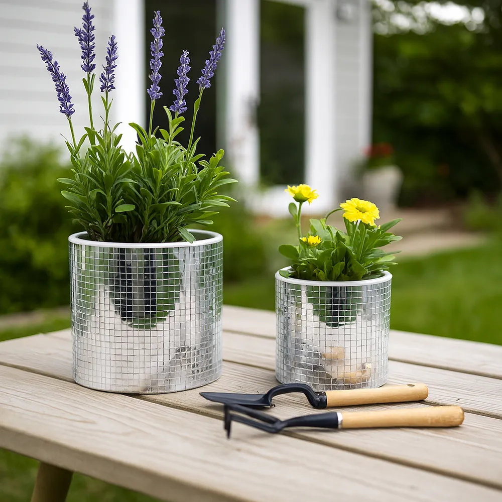 NORMACLIFF SET OF 2 SILVER PLANTER 7 (IN)