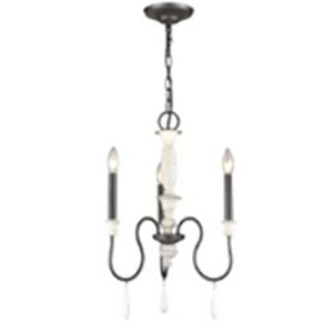 French Farmhouse 17'' Wide 3-Light Chandelier - WH/BK 1