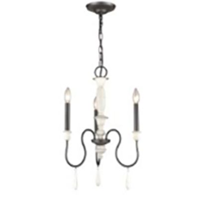 French Farmhouse 17″ Wide 3-Light Chandelier - WH/BK