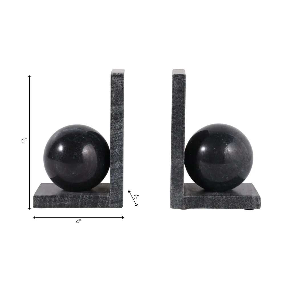 HELTONPORT SET OF 2 BLACK BOOKENDS 6 (IN)