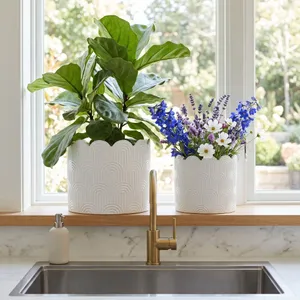 MORGANWIND SET OF 2 WHITE PLANTER 10 (IN) 2