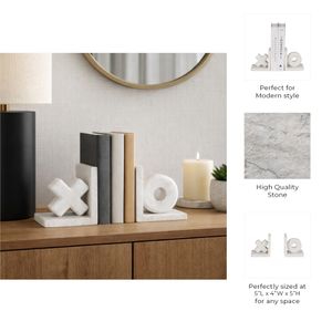 HASTINGSPORT SET OF 2 WHITE BOOKENDS 5 (IN) 9