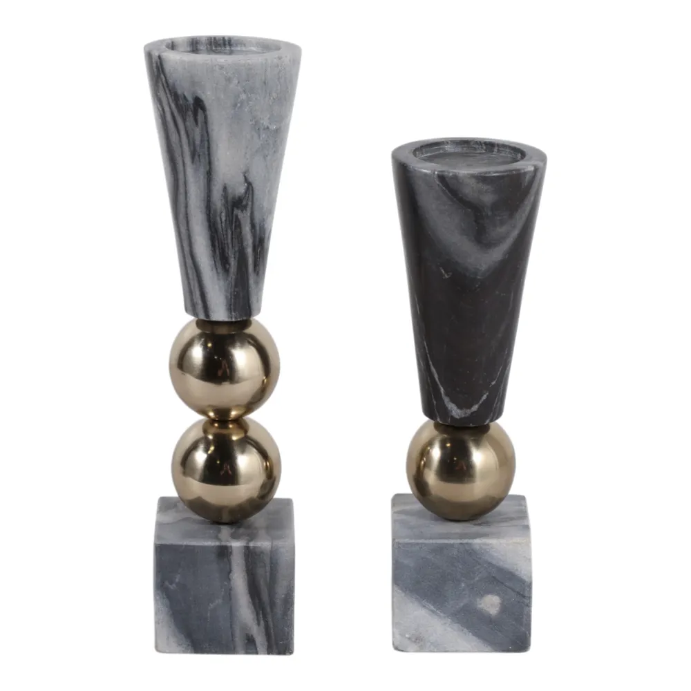DUTTONGATE SET OF 2 GRAY CANDLE HOLDER 12 (IN)