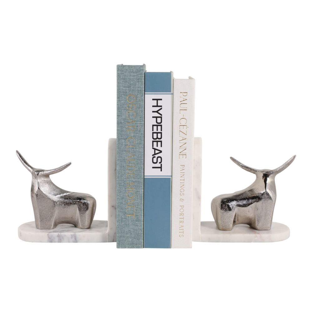 ALMACREST SET OF 2 WHITE BOOKENDS 7 (IN)