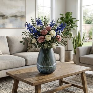 CARTERHAVEN BLUE GLASS VASE 10 (IN) 12