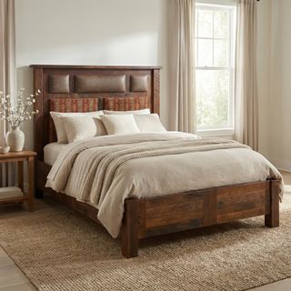 Barnwood Upholstered Bed with Rail System - Cal King - Customer Fabric