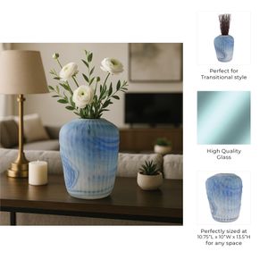 KIRBYWAY BLUE GLASS VASE 14 (IN) 11