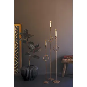 Set of 3 Tall Taper Candle Holders with Circle Detail 1