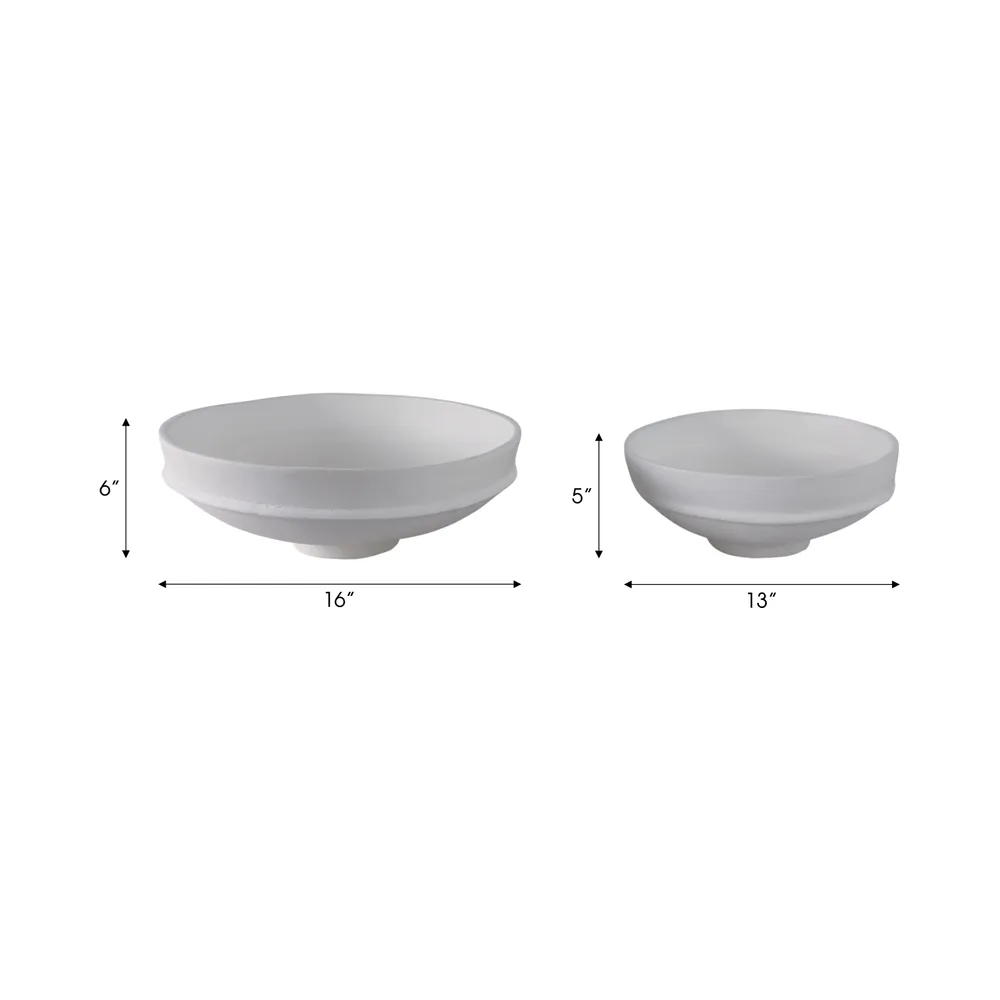 DEANWOOD SET OF 2 WHITE BOWLS 6 (IN)
