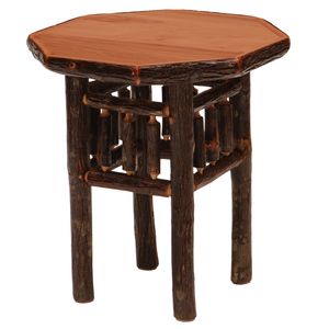 Hickory Log Octagon End Table - Cinnamon 2