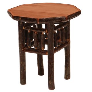 Hickory Log Octagon End Table - Cinnamon