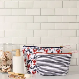 Lobster Waves Essential Canvas Pouch Set of 2 3