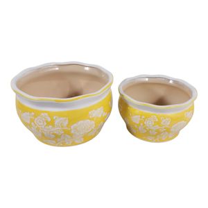 HENLEYDALE SET OF 2 YELLOW PLANTER 8 (IN) 6