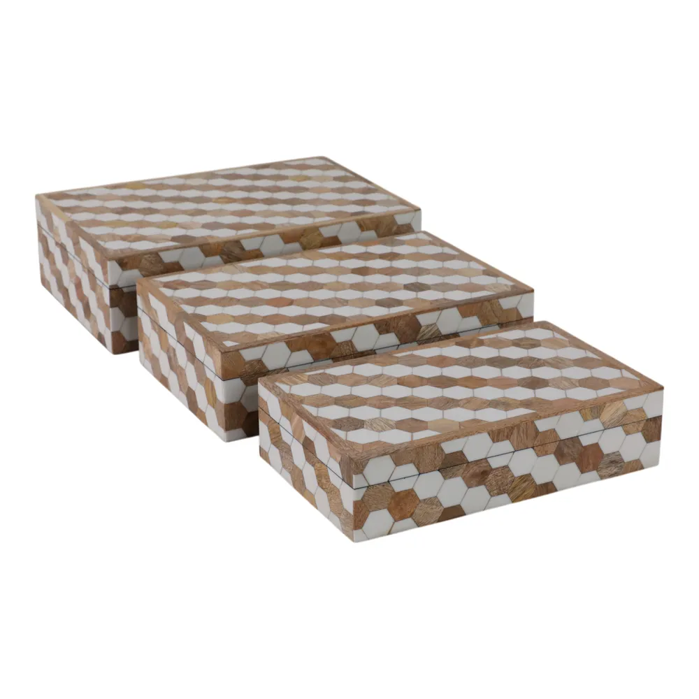 GALTONOAK SET OF 3 BROWN BOXES 4 (IN)