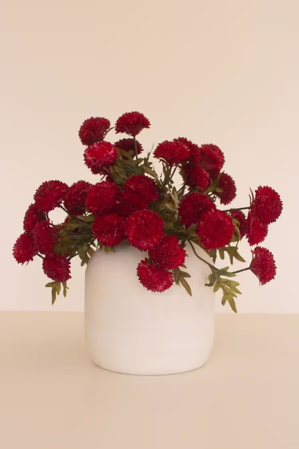 Bundle of 7 Artificial Red Ball Dahlias