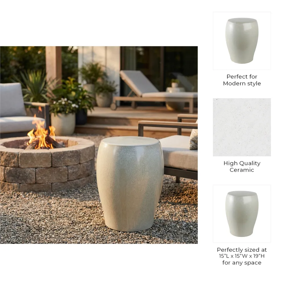 BAKERSIDE IVORY GARDEN STOOL 19 (IN)