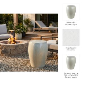 BAKERSIDE IVORY GARDEN STOOL 19 (IN) 10