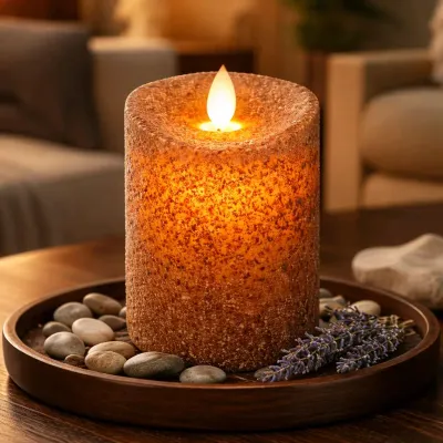 Grunge Moving Flame 3x4in LED Candle