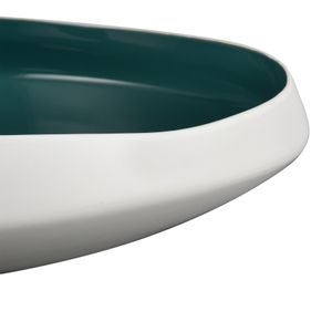 Greer Bowl - Low White and Turquoise Glazed 5