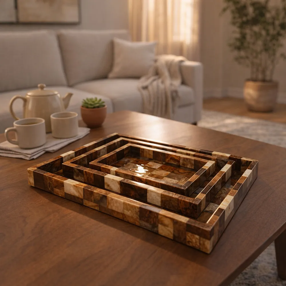 DUNLAPBROOK SET OF 3 BROWN TRAY 2 (IN)