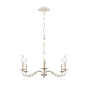 Quinn 30″ Wide 6-Light Chandelier - Antique White 3