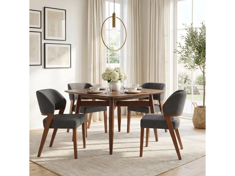 Sunobu Dining Chair Azure Gray & Walnut 9