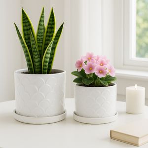 CABOT SET OF 2 WHITE PLANTER 11 (IN) 11
