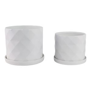 HEWITTROSE SET OF 2 WHITE PLANTER 11 (IN) 4