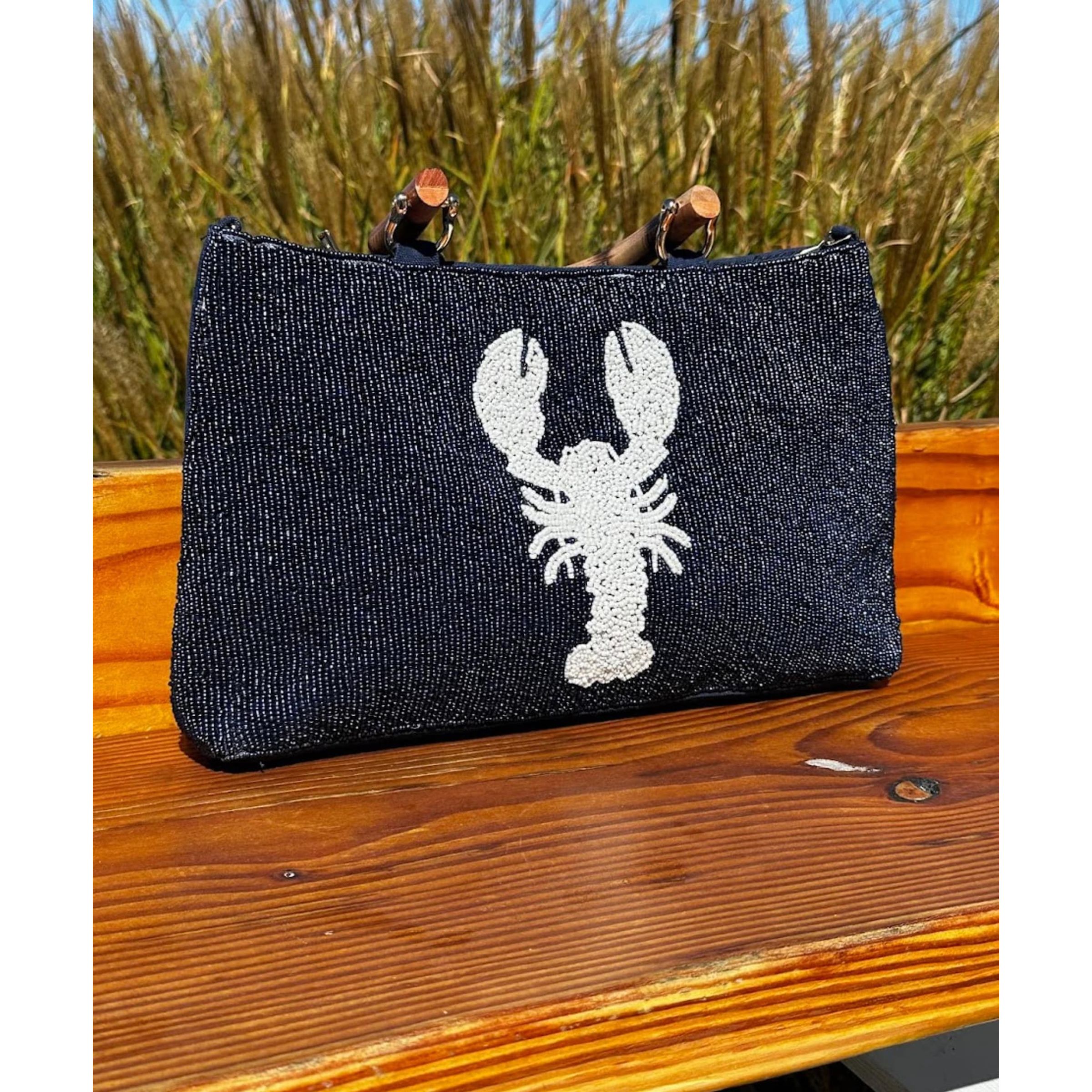 HEAVY CANVAS WRISTLET W WICKER BOTTOM - LOBSTER