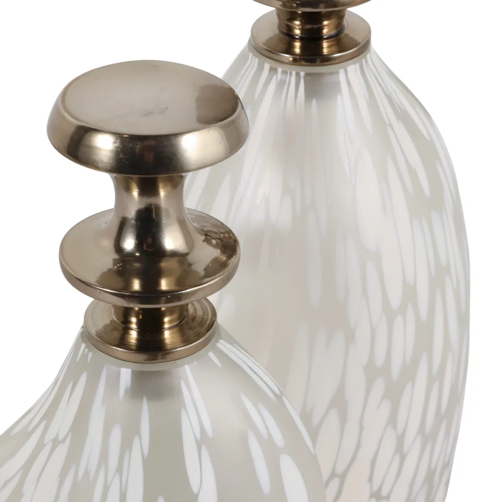 SLATETON SET OF 2 WHITE JARS 13 (IN)