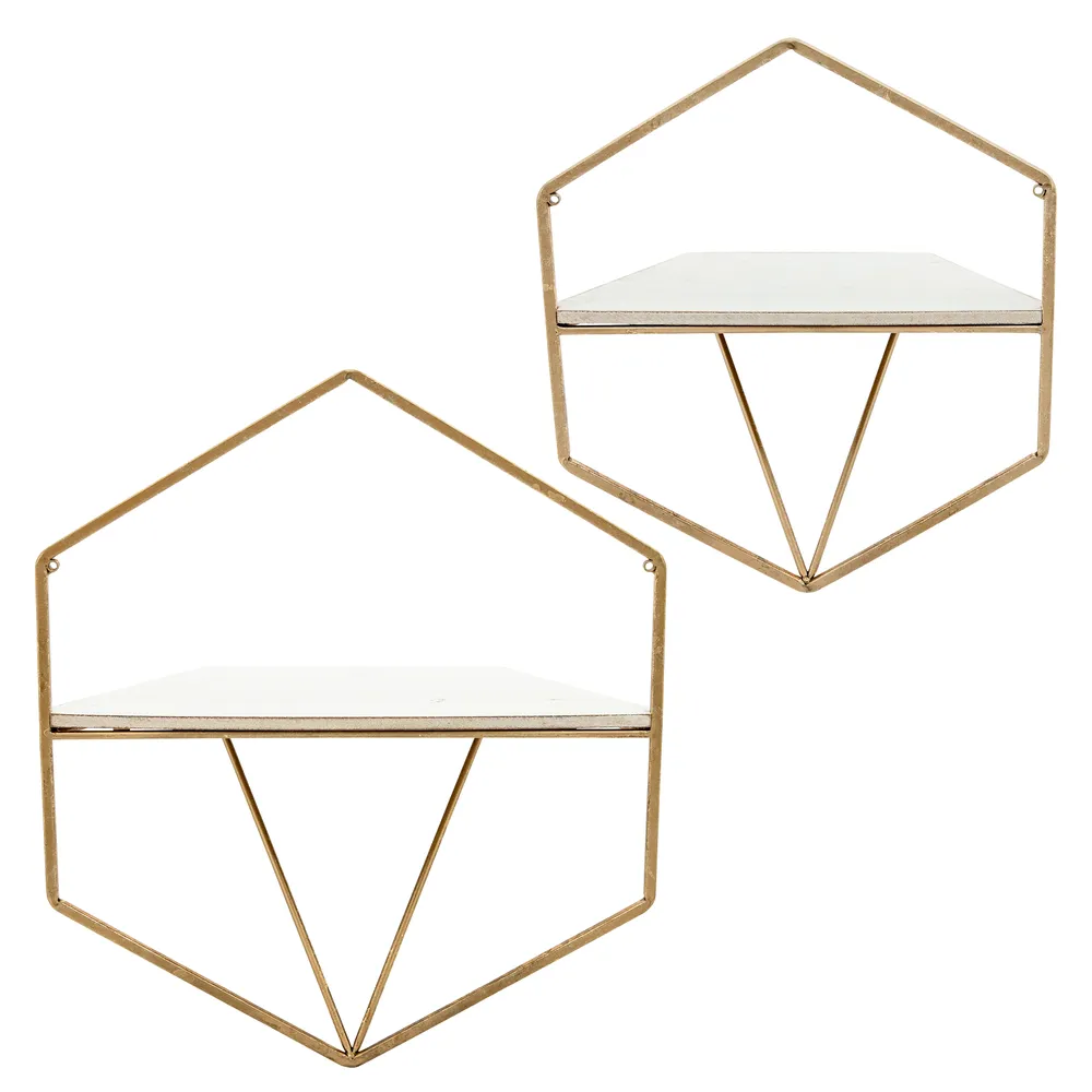 IRVINGMILL SET OF 2 GOLD WALL SHELF 17 (IN)