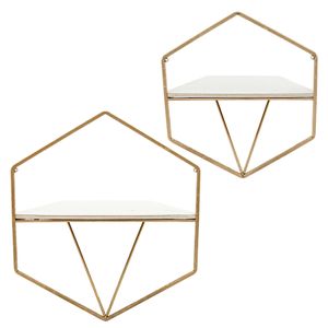 IRVINGMILL SET OF 2 GOLD WALL SHELF 17 (IN) 5