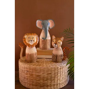 Set of 3 Recycled Wood and Iron Safari Animals 1