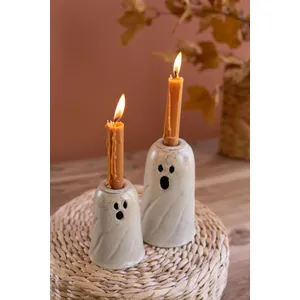 Set of 2 Metal Ghost Taper Candle Holders 5