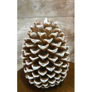 Pine Cone Moving Flame LED Candle 5x6.5in 2