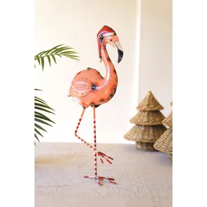 Recycled Painted Metal Christmas Flamingo 2